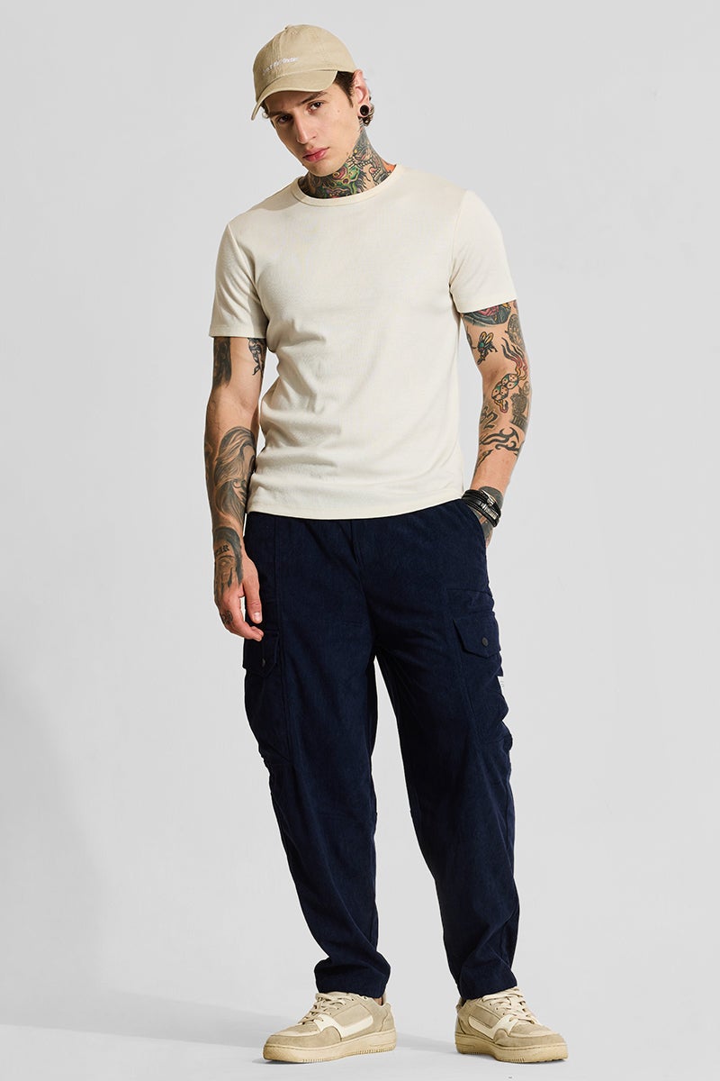 SNITCH Navy Relaxed Fit Corduroy Cargo Pants - Image 3